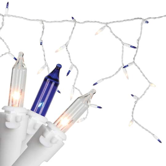 100ct. Mini Icicle Christmas Light Set With White Wire By Northlight in Blue/Clear | 5.75 ft | Michaels®